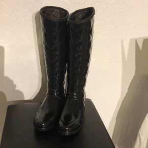 Hunter Brand RainBoots Size 6 Quilted Gloss Black